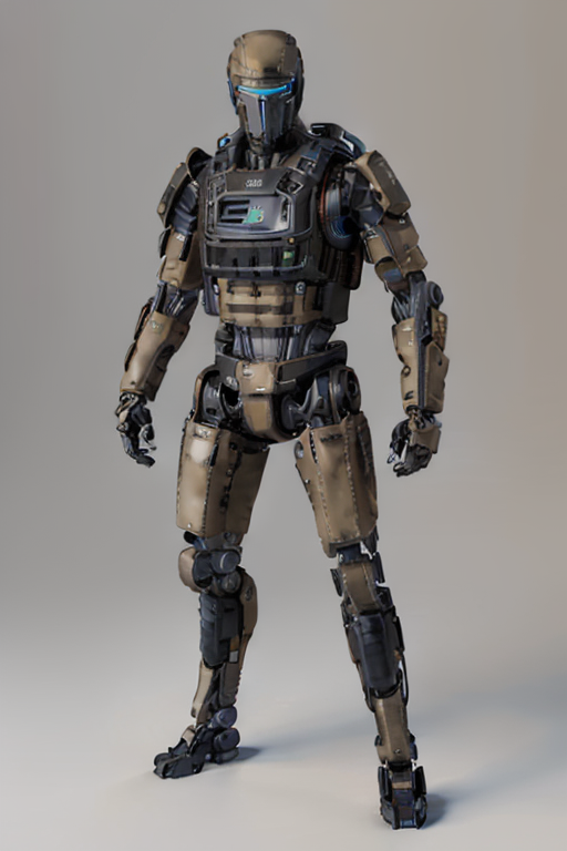 09581-1927831535-Robot droid with blue light on its smooth face and tactical vest, black body, armored beige metal arm and leg, mechanical soldie.png